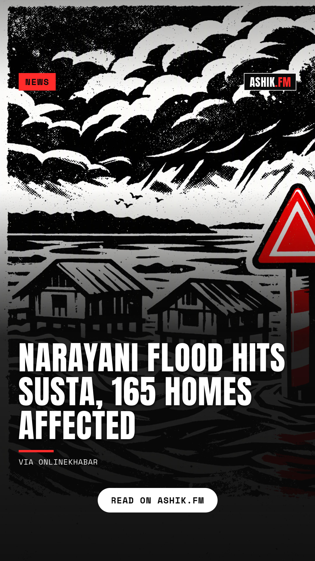 Narayani flood hits Susta, 165 homes affected